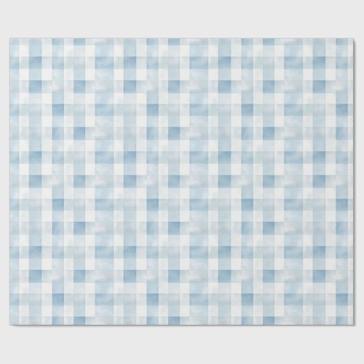 Blue Gingham Check for Baby Boy Nursery,Soft Plaid Cadeaupapier (Vlak)