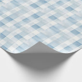 Blue Gingham Check for Baby Boy Nursery,Soft Plaid Cadeaupapier (Hoek)