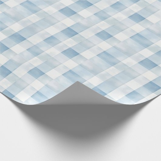 Blue Gingham Check for Baby Boy Nursery,Soft Plaid Cadeaupapier (Hoek)