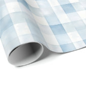 Blue Gingham Check for Baby Boy Nursery,Soft Plaid Cadeaupapier (Rol Hoek)