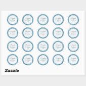 Blue Gingham Check Fun Casual aangepaste bruiloft Ronde Sticker (Vel)