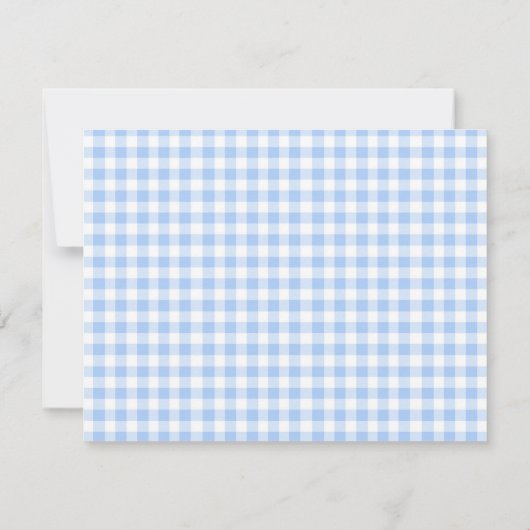 Blue Gingham check Gepersonaliseerde flat dank u Bedankkaart (Achterkant)