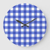 Blue Gingham Check Grote Klok (Voorkant)