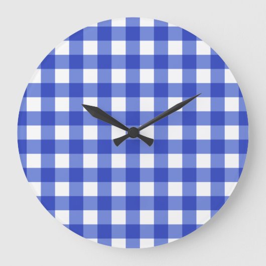 Blue Gingham Check Grote Klok (Voorkant)