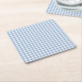 Blue Gingham Check Kartonnen Onderzetters (Schuin)