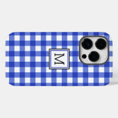 Blue Gingham Check Monogram Case-Mate iPhone Case (Achterkant (horizontaal))