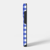 Blue Gingham Check Monogram iPhone Hoesje (Linkerkant)