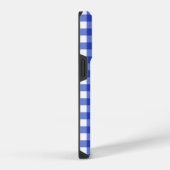 Blue Gingham Check Monogram iPhone Hoesje (Rechterkant)