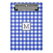 Blue Gingham Check Monogram Mini Klembord (Voorkant)