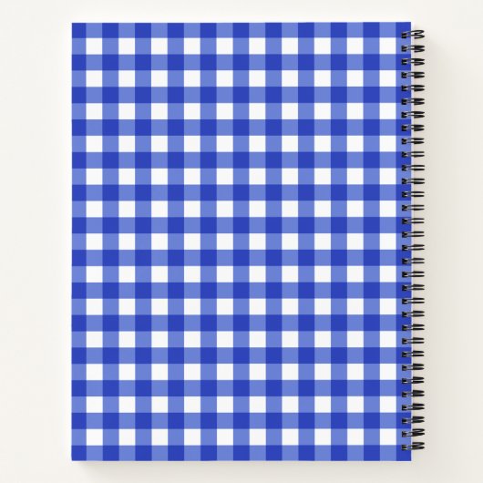 Blue Gingham Check Monogram Notitieboek (Achterkant)