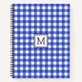 Blue Gingham Check Monogram Notitieboek (Voorkant)