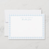 Blue Gingham Check Personal Stationery Bedankkaart (Voorkant)