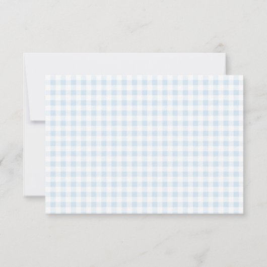 Blue Gingham Check Personal Stationery Bedankkaart (Achterkant)