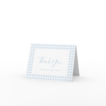Blue Gingham Check Personal Stationery Hartelijk d