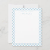Blue Gingham Check Personal Stationery Note Kaart (Voorkant)