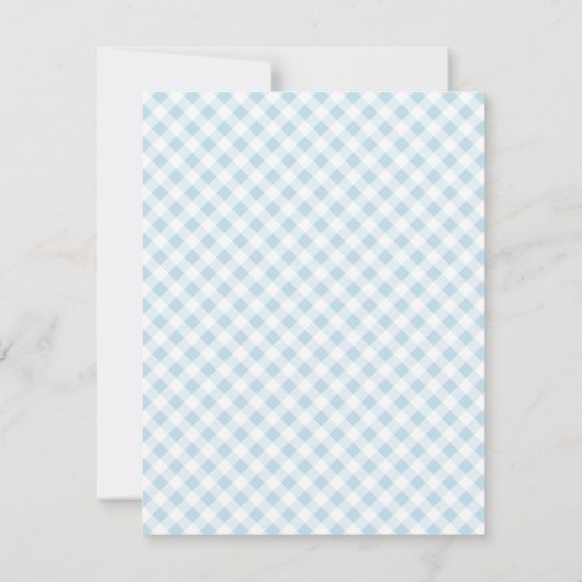 Blue Gingham Check Personal Stationery Note Kaart (Achterkant)