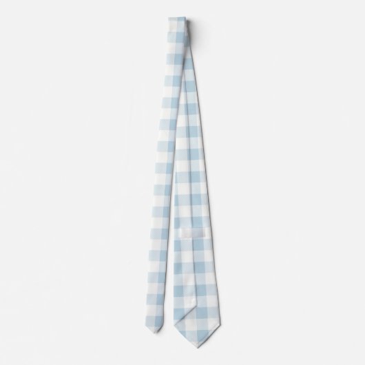 Blue Gingham Check Plaid Stropdas (Achterkant)