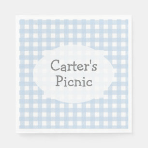 Blue Gingham Check Print Picknick Party Servet
