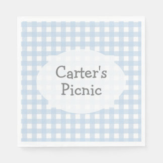 Blue Gingham Check Print Picknick Party Servet