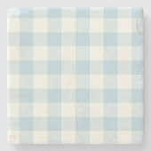 Blue Gingham Check Stenen Onderzetter (Voorkant)