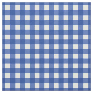 Blue Gingham Check Stof