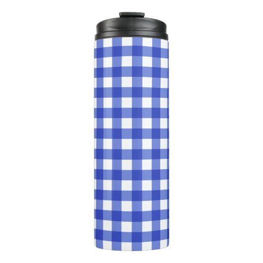 Blue Gingham Check Thermosbeker (Voorkant)
