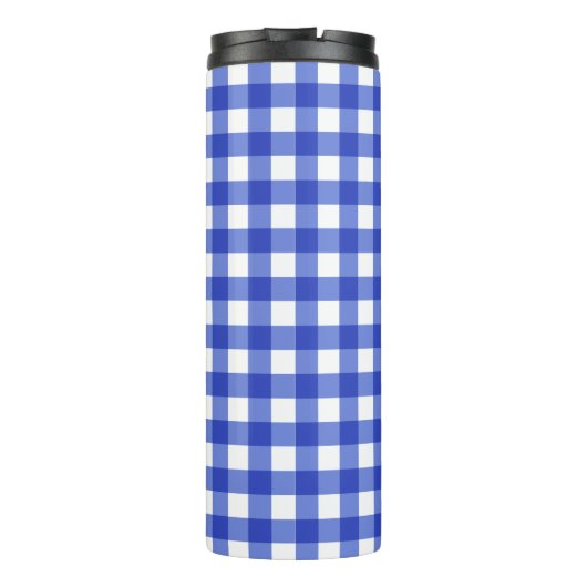 Blue Gingham Check Thermosbeker (Achterkant)