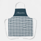 Blue Gingham Check Volwassen gepersonaliseerd koke Schort (Voorkant)