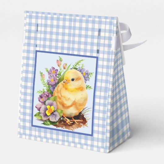 Blue Gingham Checker verjaardagsfeestje Bedankdoosjes (Achterkant)