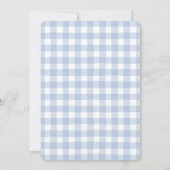 Blue Gingham Checks Bow Cute Baby Shower Kaart (Achterkant)