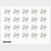 Blue Gingham Checks Cute Bow Baby Shower Ronde Sticker (Vel)