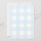 Blue Gingham Christening Uitnodiging (Achterkant)