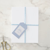 Blue Gingham Christmas Cadeaulabel (Met Touw)