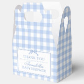 Blue Gingham Coquette Bow Baby Shower Gable Favor Bedankdoosjes (Open)