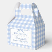 Blue Gingham Coquette Bow Baby Shower Gable Favor Bedankdoosjes (Achterkant)
