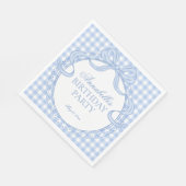Blue Gingham Coquette Bow Birthday Party Dessert Servet (Hoek)