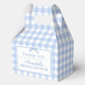 Blue Gingham Coquette Bow Bridal Shower Favor Bedankdoosjes (Achterkant)