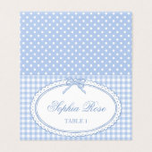 Blue Gingham Coquette Bow Place Card Table Decor Kaart (Buitenkant ongevouwen)