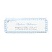 Blue Gingham Coquette Bow Return Address Etiket (Voorkant)