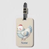 Blue Gingham Cottage Hen Bagagelabel (Voorkant (verticaal))