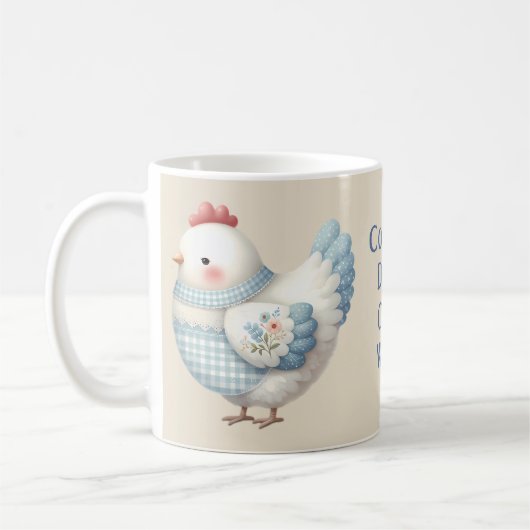 Blue Gingham Cottage Hen Cozy Ways Koffiemok (Links)