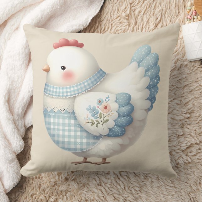 Blue Gingham Cottage Hen Kussen (Deken)