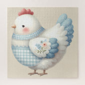 Blue Gingham Cottage Hen Legpuzzel (Verticaal)