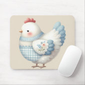 Blue Gingham Cottage Hen Muismat (Met muis)