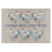 Blue Gingham Cottage Hen  Snijplank (Voorkant)
