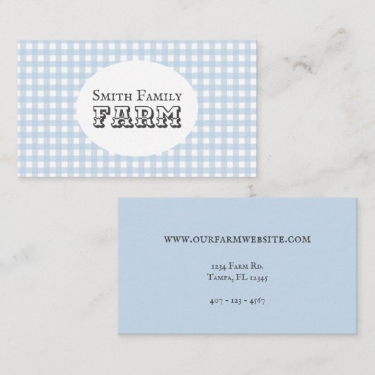 Blue Gingham Country Boerderij Shabby Chic Visitekaartje (Voorkant / Achterkant)