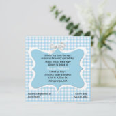  Blue Gingham Custom Baby shower Kaart (Staand voorkant)
