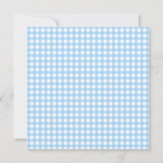 Blue Gingham Custom Baby shower Kaart (Achterkant)
