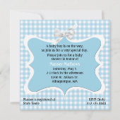 Blue Gingham Custom Baby shower Kaart (Voorkant)