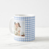 Blue Gingham Custom Photo Koffiemok (Voorkant links)